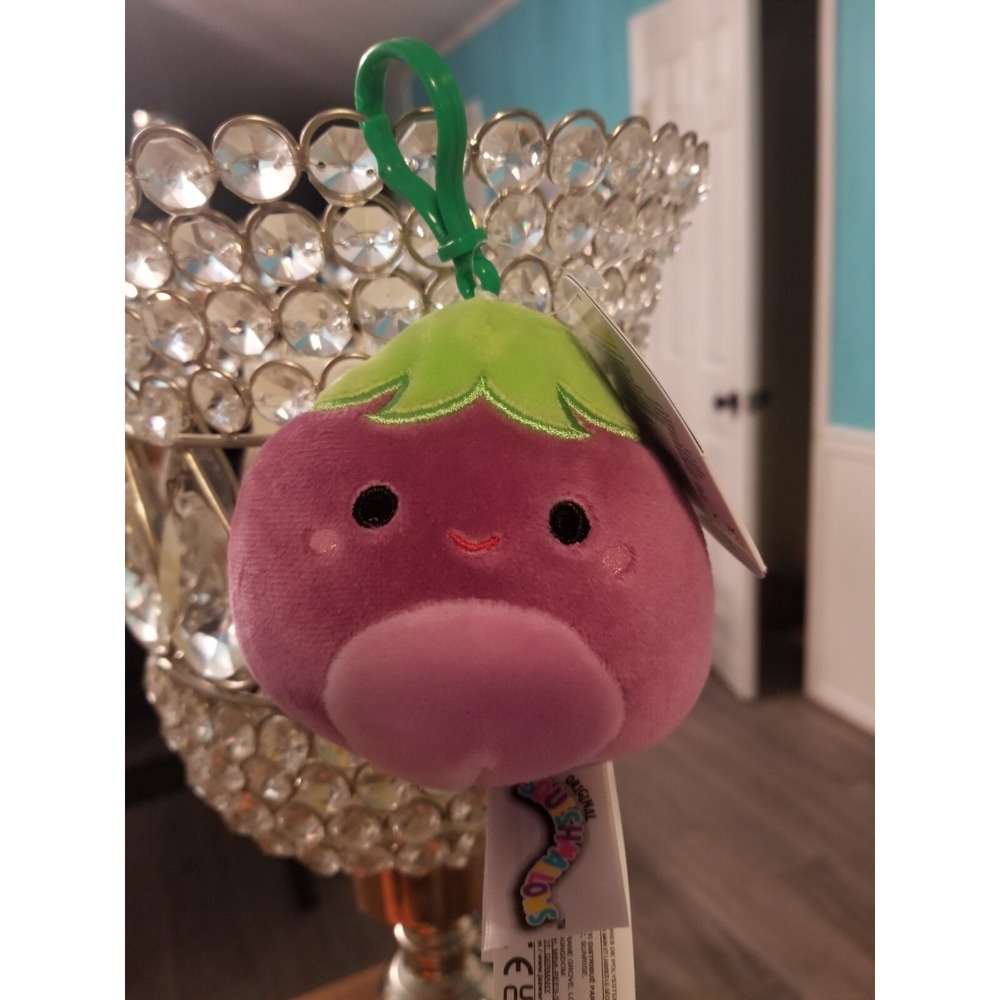 NWT Squishmallows 2021 3.5" Glena the Purple Eggplant Food Squad Clip On